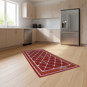Alfombra de cocina roja de 19.7 x 31.5 pulgadas, impermeable, antideslizante, acolchada, rectangular, para el suelo de la cocina, con un moderno diseño de celosía. - Product Image 2