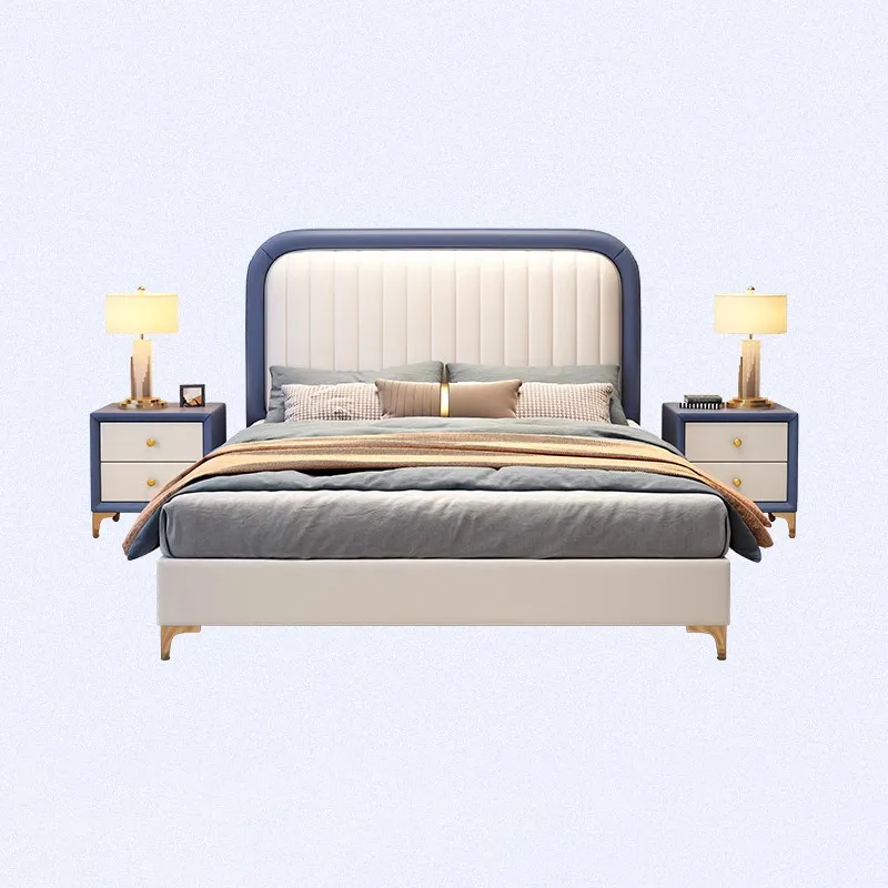 Vendita calda letto matrimoniale in pelle di lusso leggero 1.8m letto matrimoniale minimalista italiano moderno letto matrimoniale matrimoniale matrimoniale nordico