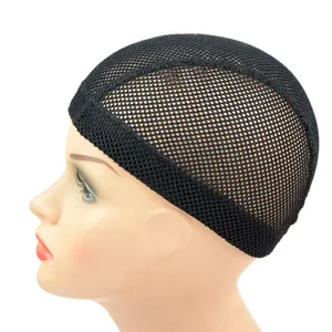 Topi Wig kubah jala hitam lubang besar, dengan pita elastis bahan nilon untuk membuat Wig 1 buah - Product Image 3
