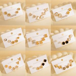 ต่างหูห่วงสแตนเลสและไทเทเนียมประดับหินธรรมชาติ ต่างหูแบบติดหูเล็ก สีทอง เครื่องประดับหู ดีไซน์เฉพาะ ผลิตในจีน สำหรับผู้หญิงระดับไฮเอนด์ - Product Image 4