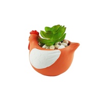 Pot de fleurs en ciment en forme de poule, design classique, mignon et durable, idéal pour les plantes succulentes, pour la maison et le jardin, idée cadeau