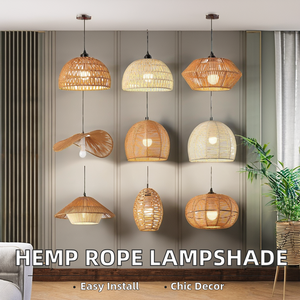 Lampada a Sospensione in Bambù e Rattan Fatta a Mano, Tendenza Decorativa per Caffè e Ristoranti - Product Image 6