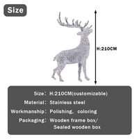 Statue de renne de Noël en acier inoxydable personnalisée, grande taille, dorée et brillante, pour décoration extérieure
