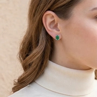 Boucles d'oreilles solitaires minimalistes en argent 925 avec rubis et saphir taille émeraude, et diamant de laboratoire, pour usage quotidien