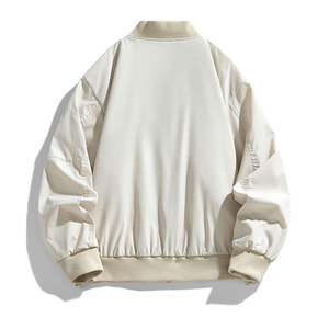 Chaqueta de algodón personalizada con logotipo para primavera y otoño, abrigo de piloto cálido para hombre, estilo retro, color sólido, holgado, informal, uniforme de béisbol. - Product Image 6
