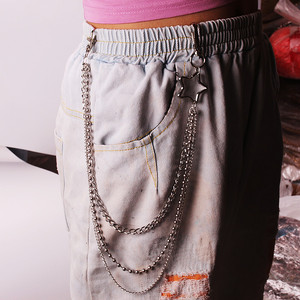 Chaîne de corps unisexe Yueli Hip Hop en métal avec pendentif étoile argenté multicouche pour un usage quotidien - Product Image 3