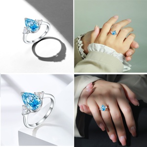 Elegante Anello in Argento Sterling 925 con Zirconia Cubica ad Alto Tenore di Carbonio Taglio Fiore di Ghiaccio Fiammato, Brillante per Feste - Product Image 4