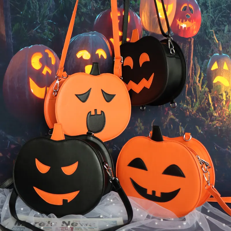 Tas Selempang Desain Kustom Pabrikan Grosir dengan Detail Wajah Labu Tas Bahu Gadis Halloween