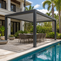 Pavillon à persiennes en aluminium Jiake avec toit motorisé étanche pour espace de réception commercial, hôtel, cour, ou zone de sièges personnalisée