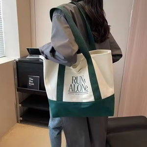 Tùy chỉnh in logo có cấu trúc bền vững <span class=keywords><strong>Tote</strong></span> Túi Hữu Cơ bông màu Quà Tặng vải mua sắm túi với túi bên ngoài - Product Image 3
