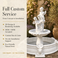 Fontaine d'ange en marbre naturel sculpté à la main, à deux niveaux, style baroque européen, pour villa, jardin, hôtel, cour.