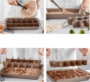 <span class=keywords><strong>Moule</strong></span> à brownies avec séparateurs, 18 compartiments, en acier au carbone, avec poignées, pour la cuisson au four, <span class=keywords><strong>moule</strong></span> à gâteau, <span class=keywords><strong>moule</strong></span> à muffins - Product Image 3
