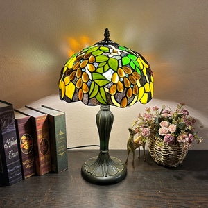 LongHuiJing European Stained Glass Grape Lampshade Mediterranean Multicolored 12-Inch Dome AC LED Adjustable Eco-Friendly - Product Image 2