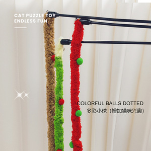 New extended <b>plush</b> striped silent caterpillar striped interactive self-entertaining <b>cat</b> toy pet toy Christmas <b>cat</b> teaser stick - Product Image 2