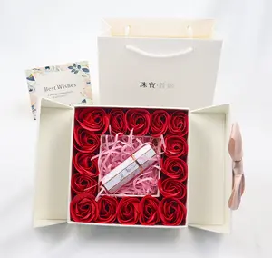 Custom luxury pendant packing box rose gift necklace Lipstick romantic white jewelry box