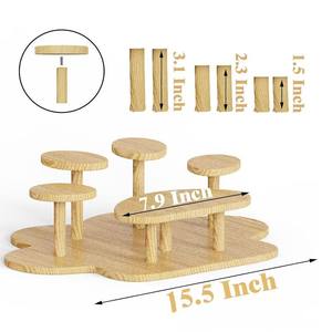 Étagère à plusieurs niveaux en bois naturel, 5 niveaux, support de rangement pour cuisine, pour cupcakes, organisateur de comptoir, présentoir en bois massif - Product Image 5