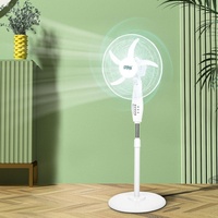 Ventilador de Pie para el Hogar de 16 Pulgadas y 50w con 5 Aspas y Base Redonda, Ventilador de Pie Recargable con Aire Refrigerante