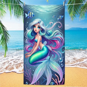Toalla de Playa de Microfibra con Estampado de Dibujos Animados de Sirena para Niñas, de Secado Rápido - Product Image 6