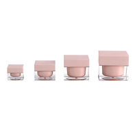 5g Kleiner Quadratischer Cremetiegel mit Rosa Deckel und Klarem Boden für Loses Puder, Augencreme, Nagellack, Lotion, Hautpflege-Serum, Reisefreundlich