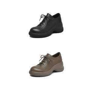 Zapato único hecho a mano con hebilla grande de cinturón, estilo retro, tacón bajo, punta redonda, cuero genuino, impermeable, suela suave y antideslizante - Product Image 3