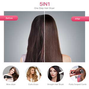 แปรงจัดแต่งทรงผมไฟฟ้า 5 in 1 แบบเป่าลมร้อน พร้อมฟังก์ชั่นดูดซับประจุลบ สำหรับม้วนผม ยืดผม เป่าผม และเพิ่มวอลลุ่ม - Product Image 5