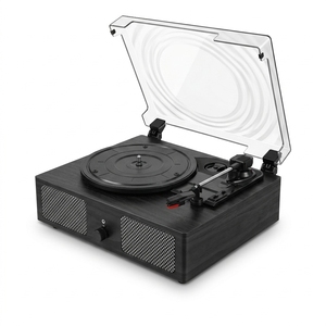 Tourne-disque <span class=keywords><strong>vinyle</strong></span> noir minimaliste moderne tout-en-un 3 vitesses avec haut-parleurs stéréo dynamiques pour la vente en gros - Product Image 1