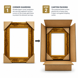 Cornice in Legno Massello 20x24 Pollici 11,5cm Oro Argento Stile <span class=keywords><strong>Barocco</strong></span> Intagliata e Decorata per <span class=keywords><strong>Arredamento</strong></span> di Hotel di Lusso - Product Image 6