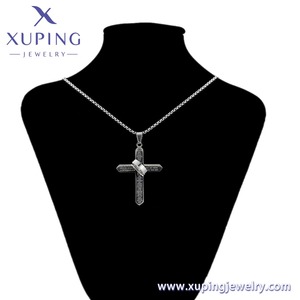 T001259127 XUPING Colar Masculino Cristão Minimalista em Aço Inoxidável Branco com Pingente de Cruz e Texto Bíblico e Corrente Box - Product Image 2