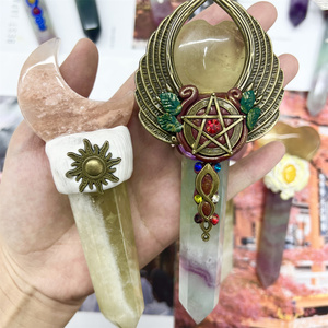 Cetro mágico de cristal natural, piedra curativa, varita de <span class=keywords><strong>bola</strong></span> de cuarzo, cetro de amatista para <span class=keywords><strong>bruja</strong></span> - Product Image 4