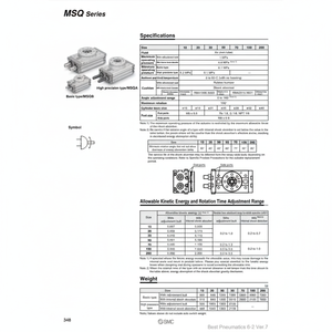 MSQB100A แบบจำลองโต๊ะหมุนนิวเมติก SMC - Product Image 1