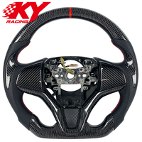 Volant sport racing en cuir et fibre de carbone personnalisé, compatible avec Honda Fit GK5 XRV Jazz Odyssey HRV