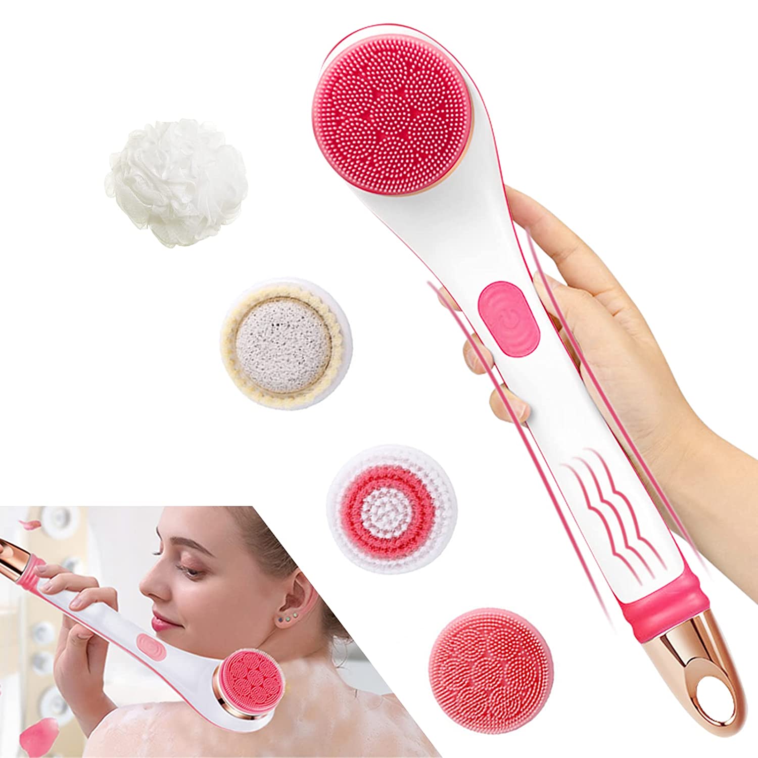 Kingworth 5 в 1 перезаряжаемые скруббер душ отшелушивающая щетка комплект Электрический банные щетки