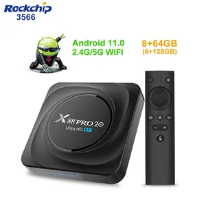 X88 pro 8gb 64gb km android 11.0 boîte de télévision Intelligente TVBox RK3566 2.4G 5G Wifi + BT4.0 HDR 8K Lecteur Multimédia Décodeur