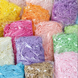 Papier spécial écologique multicolores, déchiqueté en raphia, pour paniers, garniture de paniers, décoration de fête, emballage cadeau, artisanat en papier fait main - Product Image 1