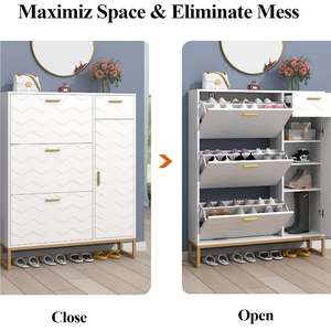 Armoire à chaussures contemporaine en MDF avec cloison de rangement de grande capacité Meubles de salon modernes pour la maison pour l'entrée et le couloir - Product Image 5
