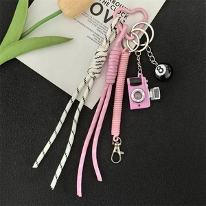 กระเป๋าเชือกถักสีชมพูสีฟ้ากระเป๋าห้อยจี้หนังเบสบอลสำหรับผู้หญิงกระเป๋าเป้สะพายหลังกระเป๋าของขวัญแบบแขวน - Product Image 3