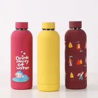 Beauchy Offre Spéciale promotionnel de haute qualité en acier inoxydable 500ml 750ml bouteille d'eau de sport avec revêtement en caoutchouc tasse thermos sous vide à double paroi