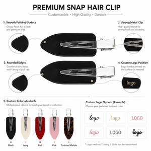 Barrettes à cheveux <span class=keywords><strong>plates</strong></span> en acétate Ume personnalisables avec logo, sans plis, colorées, pour maquillage, sans traces - Product Image 2