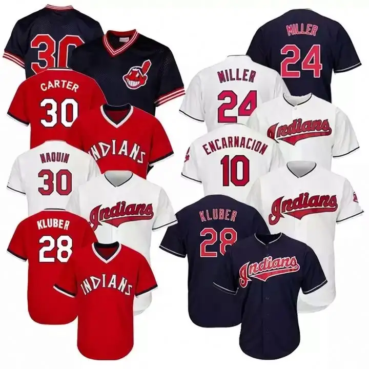 Nouvelle Saison Cleveland Indien 12 Lindor 11 Ramirez Piqué de Haute Qualité Baseball Jersey