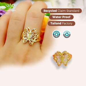 Anillo de Mariposa Chapado en <span class=keywords><strong>Oro</strong></span>, Joyería de Estilo <span class=keywords><strong>Nacional</strong></span>, Anillo de Dedo para Mujer - Product Image 1