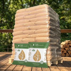 Vente en gros usine de granulés de bois ENplus A1 6mm, sacs de 15kg, pour système de chauffage, avec 0,35% de cendres, 4000J de calories, densité 750kg/m³ - Product Image 1