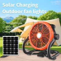 Ventilateur portable d'extérieur à grande batterie 30000mAh, 12 pouces, alimenté par énergie solaire, avec lumière LED et répulsif anti-moustiques, silencieux pour le camping