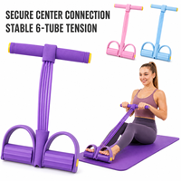 Cordon de traction oblique à 6 tubes en TPE avec boucles de pied et logo personnalisé pour l'entraînement des abdominaux en position assise