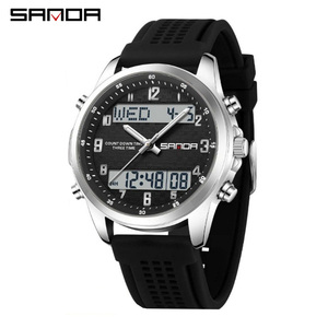 Reloj de Pulsera Sanda 9119, Nuevo Modelo para Hombre, de Lujo Ligero, con Doble Pantalla, Luminoso, Resistente al Agua, con Temporizador de Cuenta Regresiva y Alarma - Product Image 1