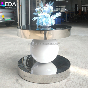 Table ronde en verre transparent et acier inoxydable miroir LEDA pour événements, réceptions, hôtels et mariages - Product Image 3