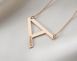 स प्रमाणन वैलेंटाइन डे उपहार कस्टम लेजर उत्कीर्णन स्टेनलेस स्टील सोने की प्लेटिंग बड़े किनारे प्रारंभिक हार - Product Image 5