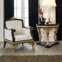 Fauteuil de luxe individuel en bois massif sculpté à la main et rembourré, style vintage, pour salon - Meuble de Foshan