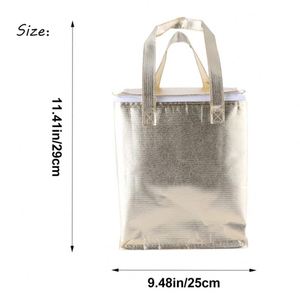 กระเป๋าเก็บความร้อนแบบพกพา ผ้าไม่ทอ สีทอง สำหรับแคมป์ปิ้ง ครัวกลางแจ้ง ใส่อาหาร กระเป๋าเก็บความเย็นและความร้อนสำหรับเดินทาง - Product Image 2