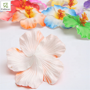 Têtes de fleurs artificielles Hibiscus Rosa pour bricolage Clip de couronne Décoration d'hôtel de mariage Arrangement floral - Product Image 5
