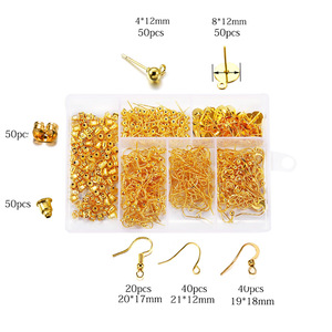 Kit de composants de bijouterie en alliage or et argent, comprenant anneaux de jonction, anneaux fendus, crochets de boucles d'oreilles et broches, accessoires pour la création de bijoux DIY, lot de 80 pièces - Product Image 2